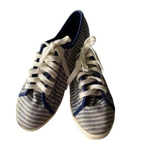 Nautica Ladies Sneakers Blue & White Striped Lace Up Tennis Shoes 7